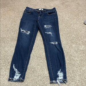 Cello Dark Blue Distressed Skinny Jeans